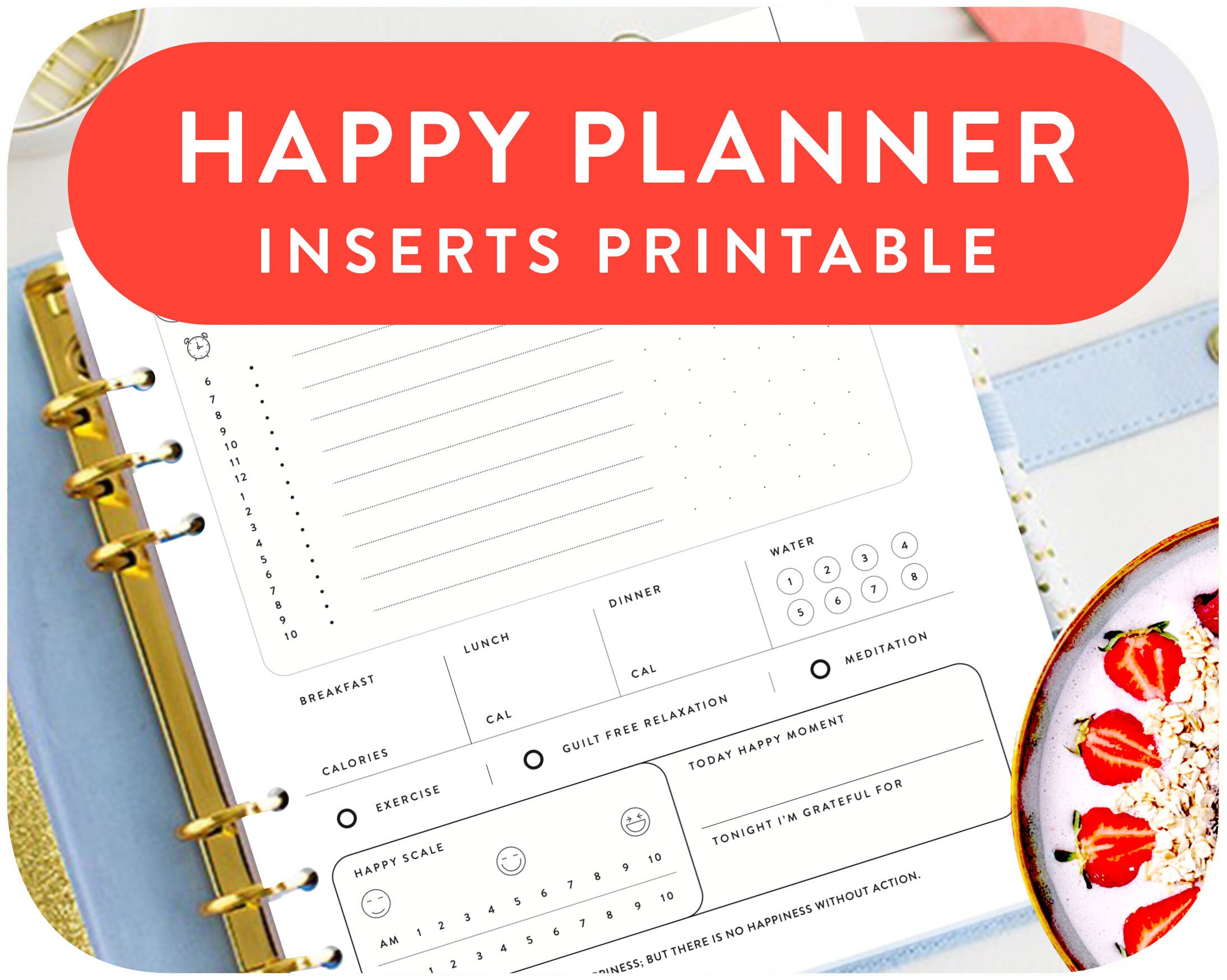 Happy Printable Planner Undated One Page happy planner Etsy