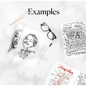 Op de afbeelding: Voorbeelden van verschillende soorten dagboeken en notitieboekjes, waaronder een zwart-witte tekening van twee mensen, een notitieboekje met de titel "MBA Journal" en een notitieboekje met de titel "M&uacute;sculos".