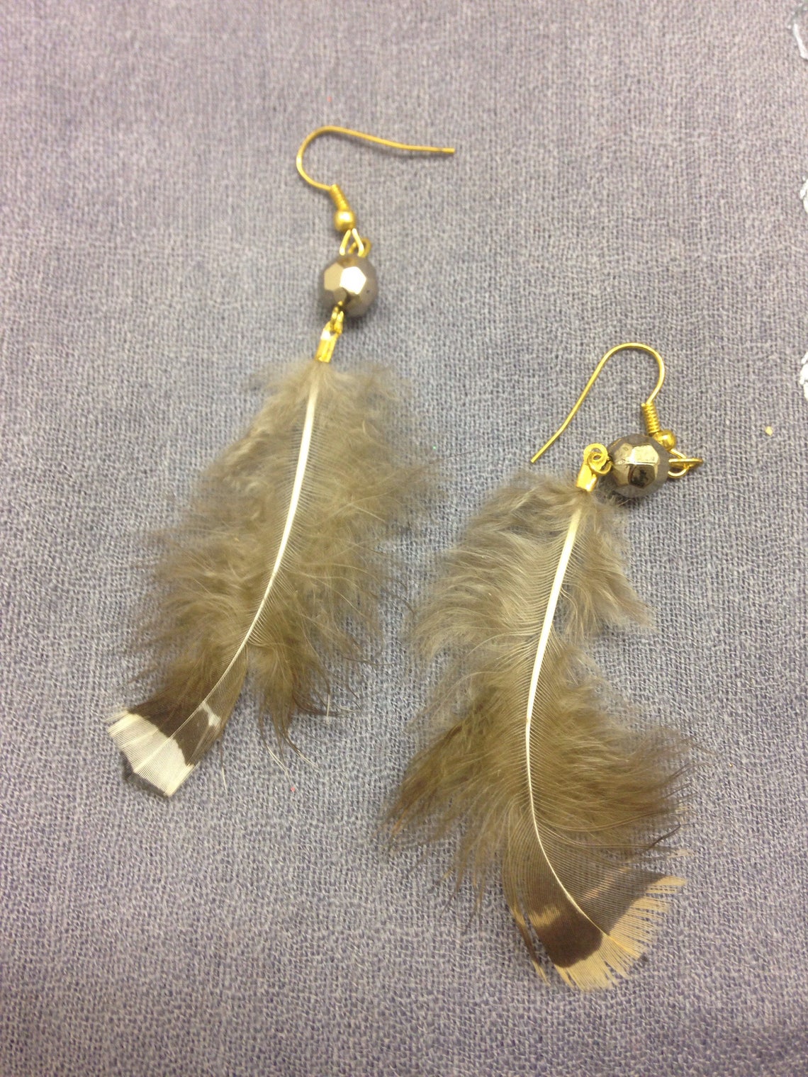 Real Feather Earrings Black White & Orange BOHO Earrings Etsy