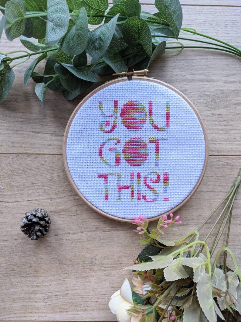 Counted Cross Stitch Pattern Pdf Quirky Instant Download Beginner Positive You Got This Easy Fun Cross Stitch Art Collectibles Dekorasyonu Net