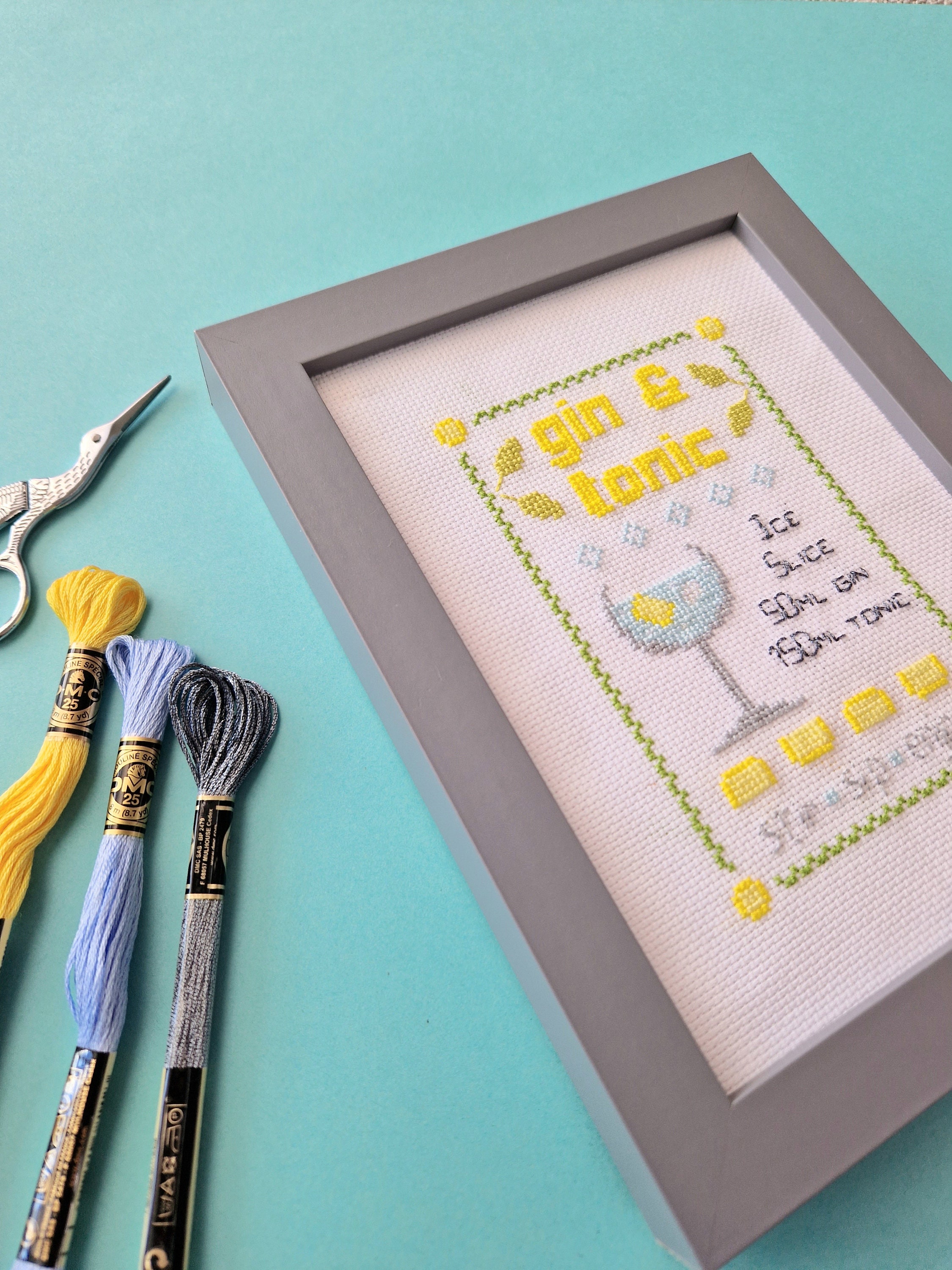 Gin & Tonic Recipe Cross Stitch Pattern Learn to Stitch Etsy