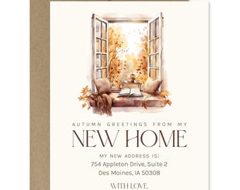 Autumn New Home Moving Announcement Cards with Envelopes
