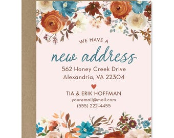 Personalized Floral Moving Announcement Cards with Envelopes