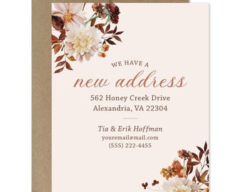 Personalized Fall Floral Moving Announcement Cards with Envelopes