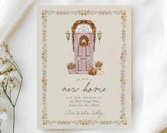Autumn Front Door Moving Announcement Cards with Envelopes