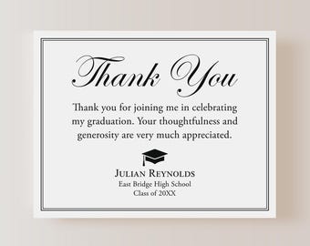 Personalized Graduation Thank You Cards: Formal Script, 5.5x4.25"