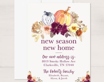 Fall Floral Moving Announcement Cards: New Home Address Notecards
