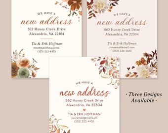 Rustic Wildflower Moving Announcement Cards with Envelopes - 3 Floral Designs Available