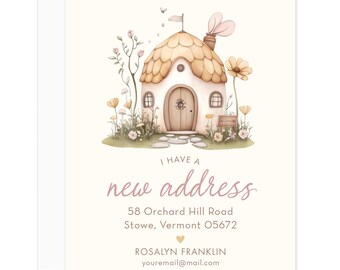 Fairy Cottage Moving Announcements: New Address Cards with Envelopes