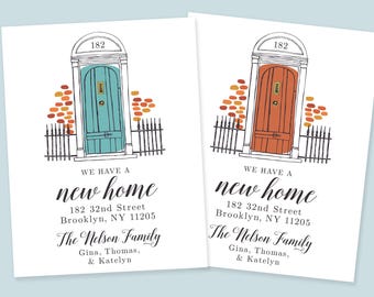 Customized with Name and Address Moving Announcement Cards: Front Door Design (4.25x5.5")