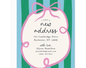Striped Moving Announcements: New Home Cards with Envelopes