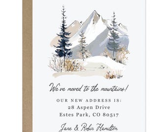 Mountain Moving Announcements, New Home Change of Address Notecards with Envelopes - 4.25x5.5"