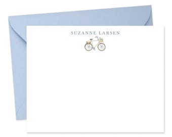 Vintage Bicycle Personalized Stationery Notecards, Custom 5.5x4.25&quot; Flat Note Cards with Premium Envelopes - Printed Stationery Gift Set