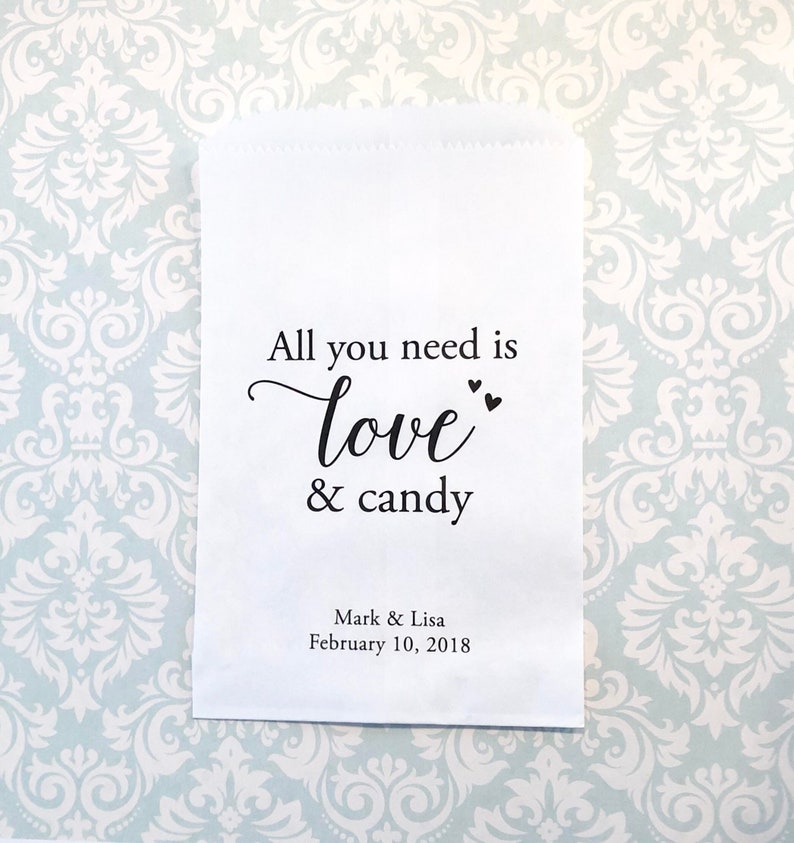 Wedding Favor Bags Budget Treat Bags All You Need Is Love Etsy