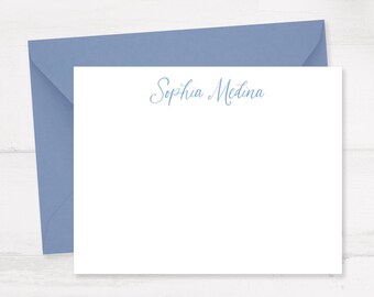 Elegant Script Personal Stationery, Custom 5.5x4.25" Flat Note Cards with Premium Envelopes - Printed Stationery Set