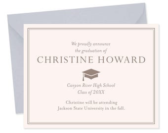 Elegant Champagne Graduation Announcements with Envelopes (5.5x4.25")