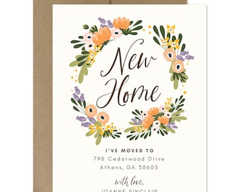 Floral New Home Moving Announcements: Personalized Address Cards