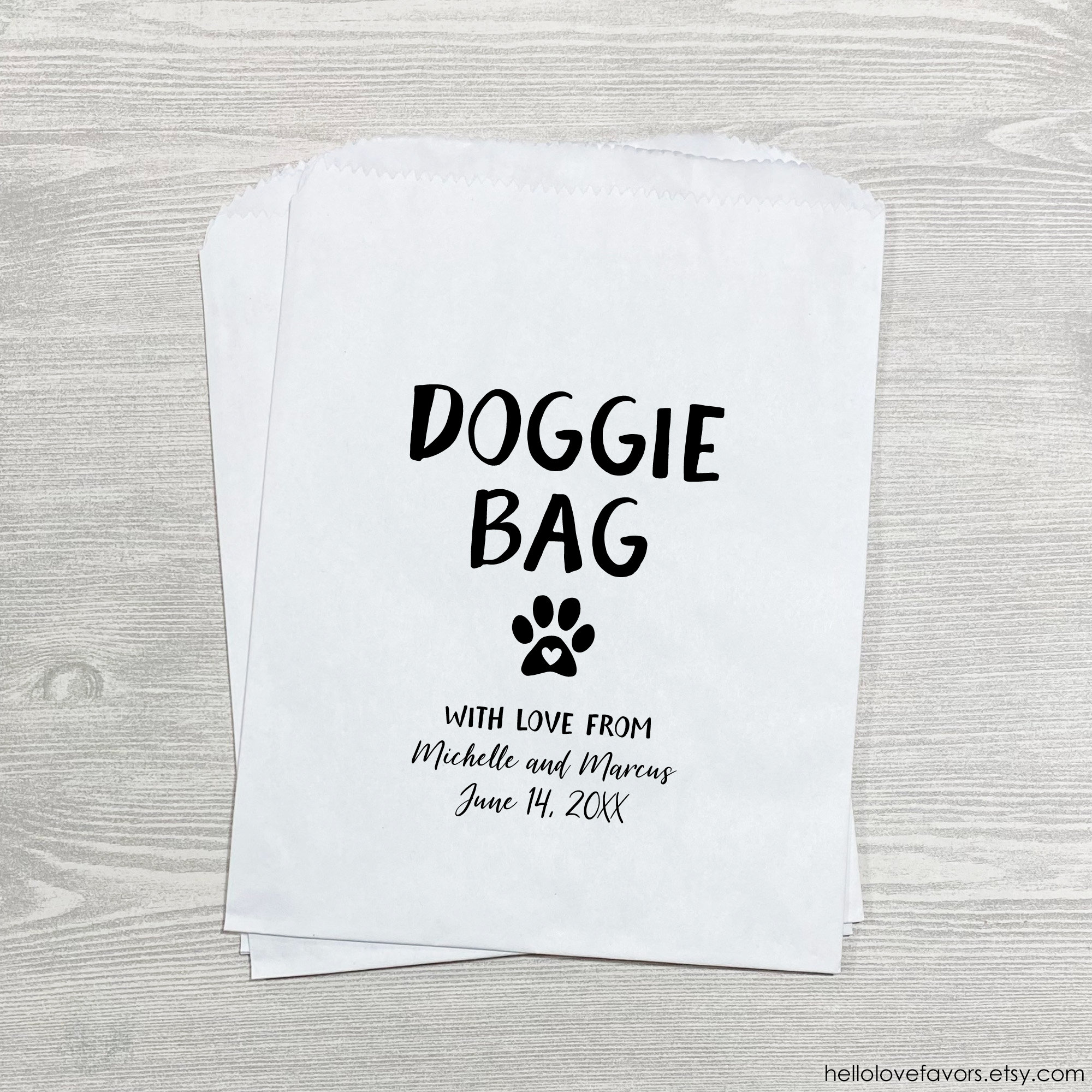 Lined Doggie Bag Wedding Favor Bags Dog Treat Bags with Paw Etsy
