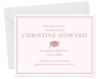 Elegant Pink High School Graduation Announcements with Premium Envelopes, Gifts for Graduates, 5.5x4.25" Grad Announcements