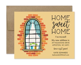 Yellow New Home Moving Announcement Cards (5.5x4.25")
