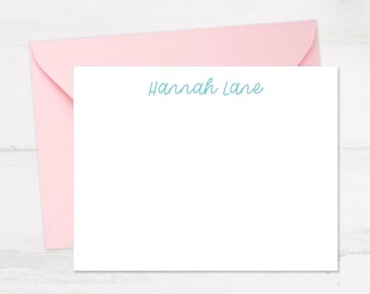 Modern Script Personal Stationery, Custom 5.5x4.25" Flat Note Cards with Premium Envelopes, Gift for Friends - Printed Stationery Set