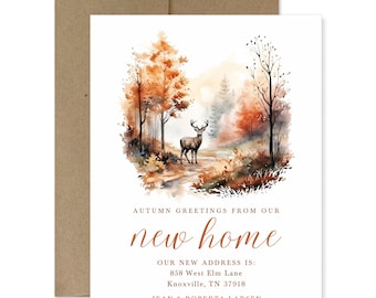 Autumn Deer Moving Announcements: Personalized Fall Address Cards