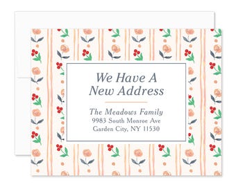 Watercolor Cottage Floral Moving Announcement Cards with Envelopes