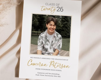 Class of 2026 Senior Graduation Photo Announcements with White Envelopes