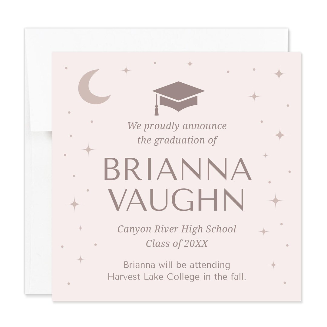 Moon and Stars Graduation Announcements: Modern Neutrals, Class of 2025 ...