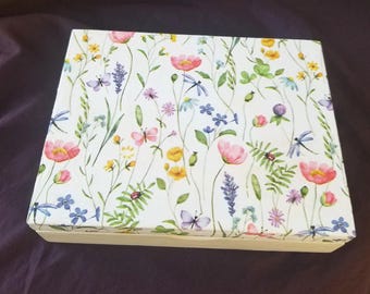 Floral Cottage Jewelry Keepsake Treasure Trinket Box One of a Kind