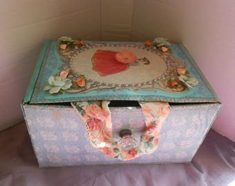 Blue and Pink Flower Box-Upcycled Cardboard Box