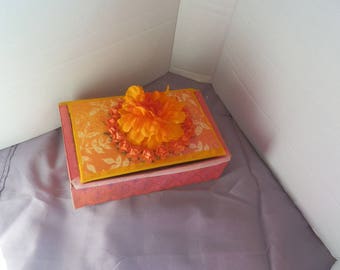 Orange Flower Box-Upcycled Cardboard Box