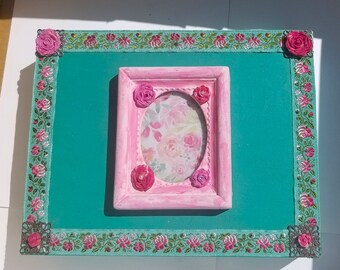 Teal & Rose Keepsake Box – Upcycled Jewelry Treasure Floral Spring