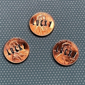Glückspfennig | Glänzender Pfennig | Benutzerdefinierte Hand gestempelt | Spaß | Viel Glück | Geschenk für einen Mann oder eine Frau | Einzigartiges Geschenk