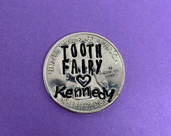 Tooth Fairy | hand stamped | quarter | tooth lost gift | lost tooth | tooth fairy coin | 1st tooth | unique gift