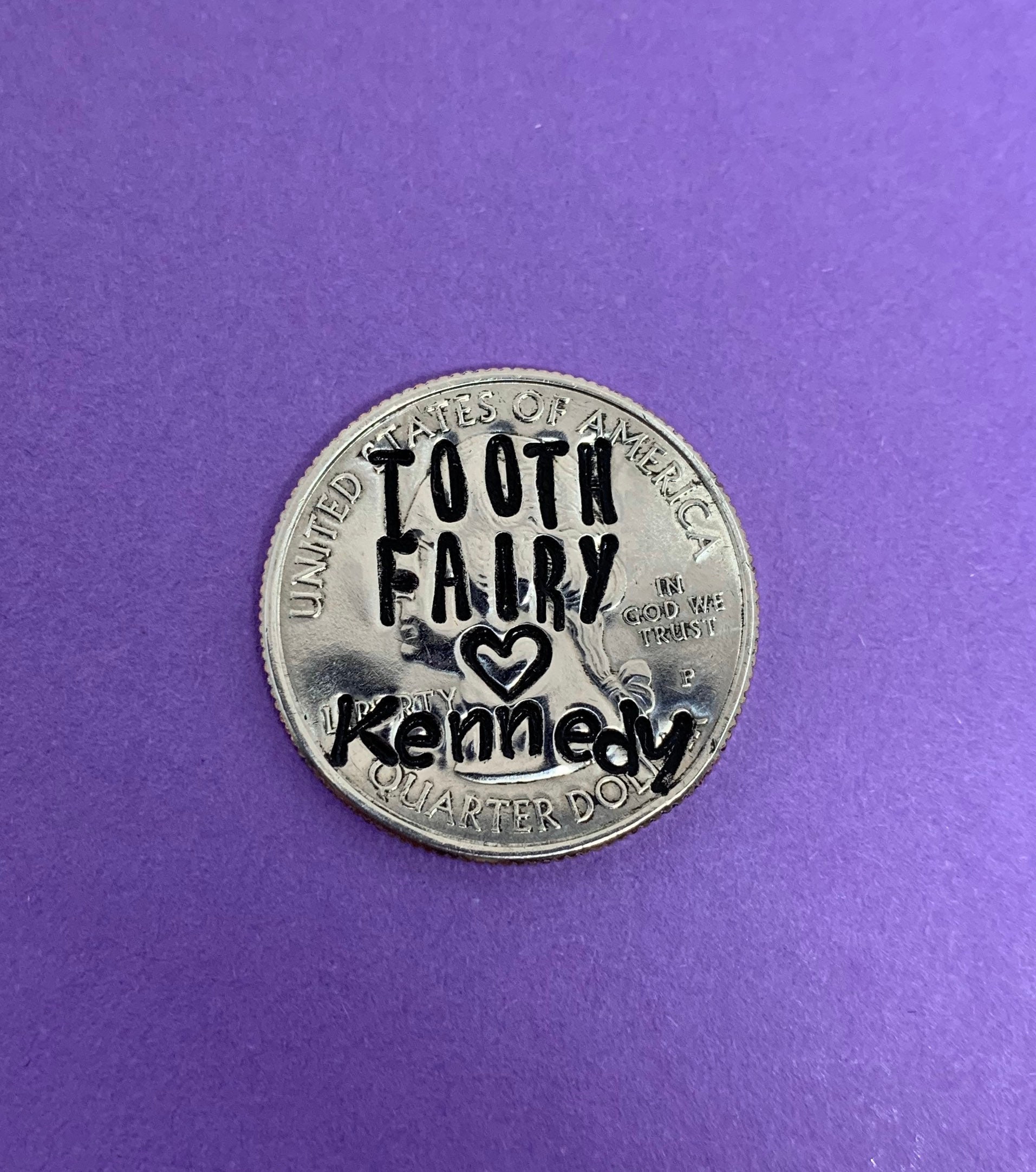 Tooth Fairy | hand stamped | quarter | tooth lost gift | lost tooth |…