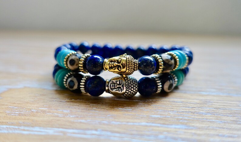 Inner Power Stone 8 mm Beads Bracelet Lapis Lazuli Buddha Meditation Reiki Chakra Yoga Gift Crystal Healing Natural Quartz Handmade