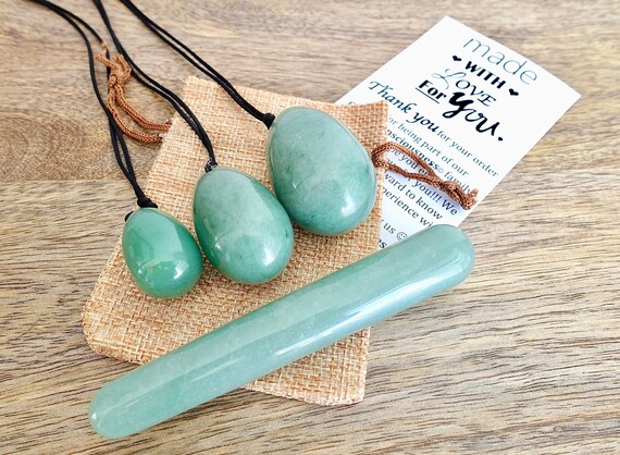 Natural Green Aventurine Stone Yoni Egg Set Massage Wand Healing