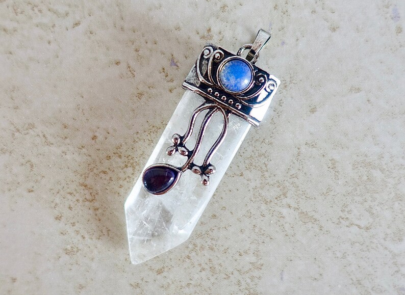 Natural Gemstone Crystal Healing Chakra Reiki Silver Stone Pendant Necklace Gift
