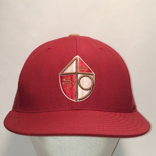 Vintage San Francisco SF 49ers Hat Baseball Cap Sports Hats Mitchell and Ness Red Gold Wool Fitted Caps 7 3/8 Cool Gifts For Men T9 A1057