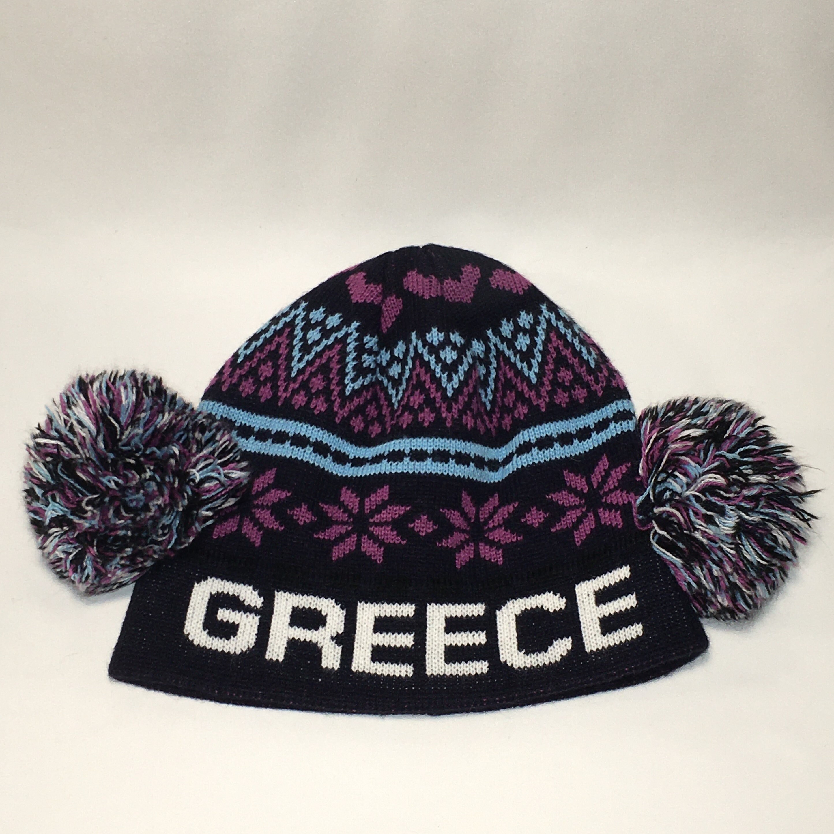 Vintage Greece Pom Pom Beanie Winter 