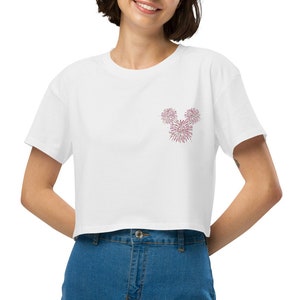 Disney Hidden Mickey Fireworks Embroidered Crop Top
