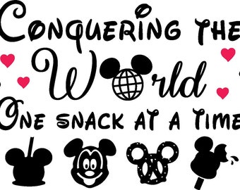 Conquistare il mondo uno spuntino alla volta SVG, file di taglio, clipart, Disneyland SVG , Mickey&Minnie Love SVG