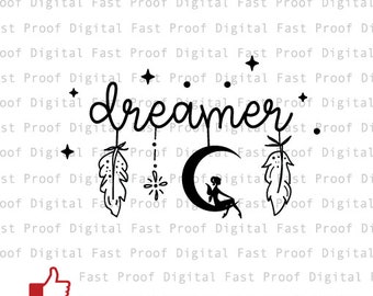 Sognatore SVG, file di taglio, clipart, mano con letterato