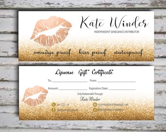 Printable Gift Certificate LipSense SeneGence Gift Card