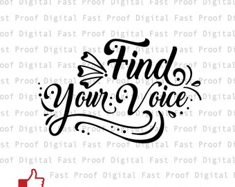 Trovare Your Voice SVG, file di taglio, clipart, mano con letterati