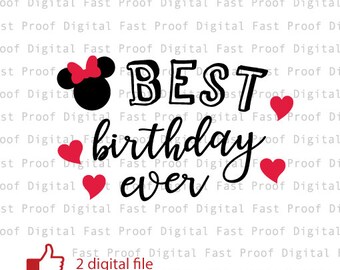 Miglior compleanno mai SVG, file di taglio, ClipArt, SVG compleanno ragazza, SVG Minnie per ragazza Cricut silhouette