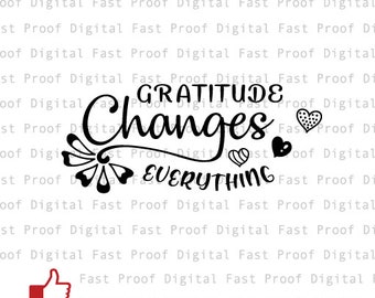 Gratitudine modifiche tutto SVG, file di taglio, clipart, mano con letterati