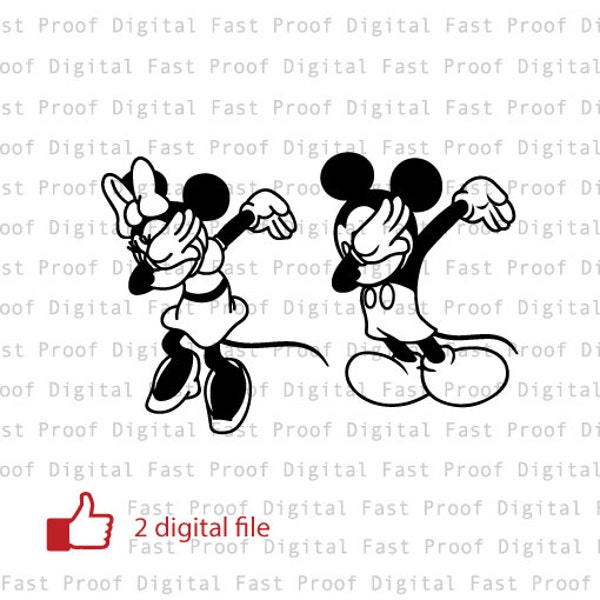 Mickey Minnie Dabbing Silhouette SVG, cutting file, clipart, Disneyland SVG ,  Mickey&Minnie Cricut File