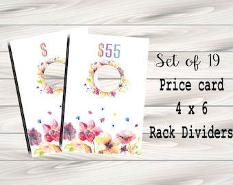 Clothing Rack Price Hanging Dividers, Clothing Name Style Divider for Clothes Racks, Hanger Tags - watercolour